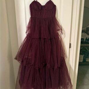 Lulu's Burgundy Layered Maxi Dress